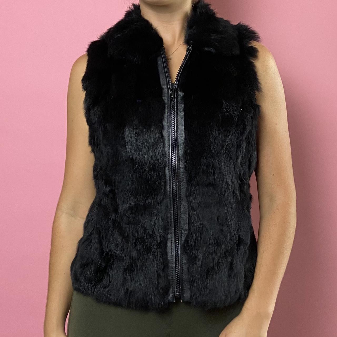 Black rabbit clearance fur vest