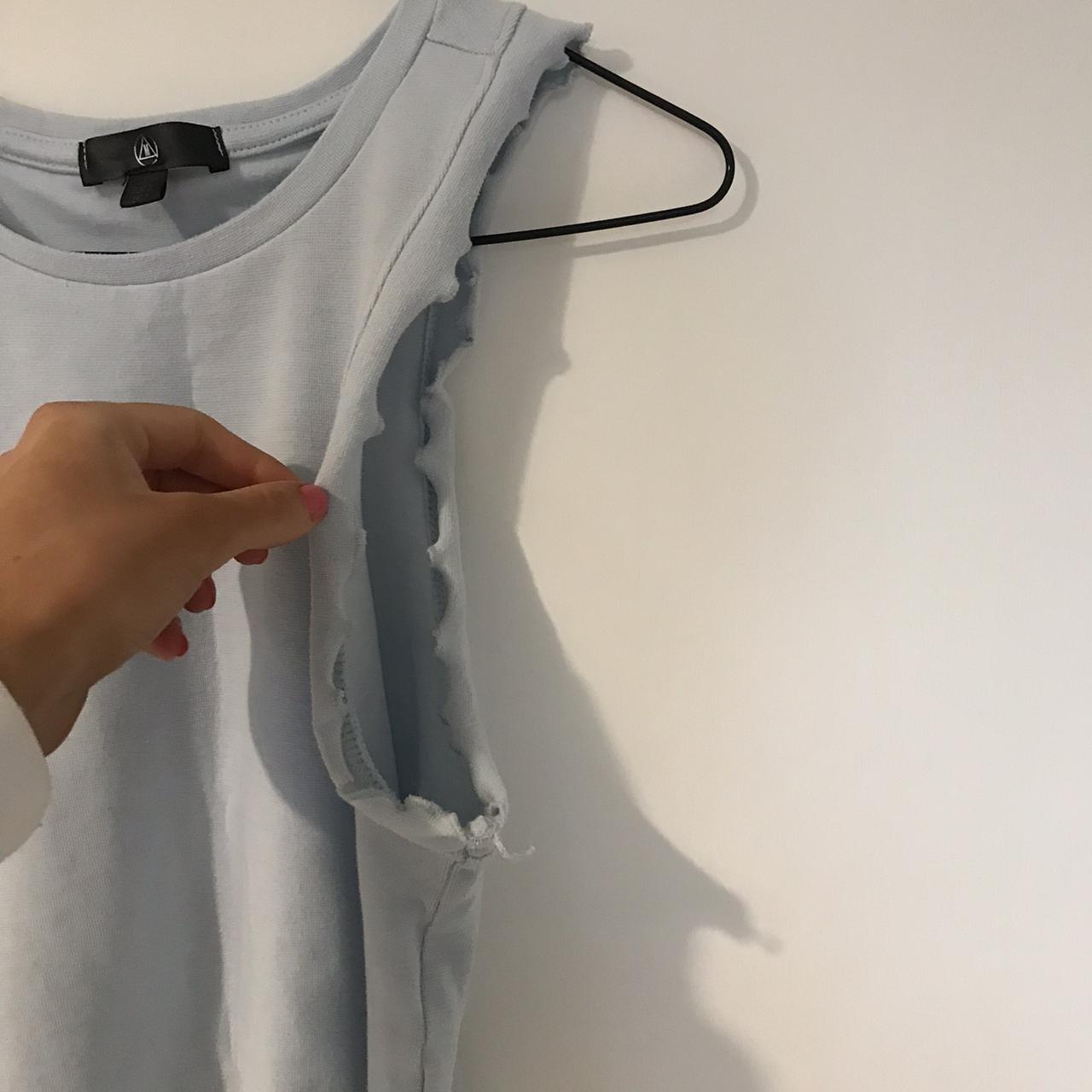 baby blue lettuce hem cropped tank top missguided,... Depop