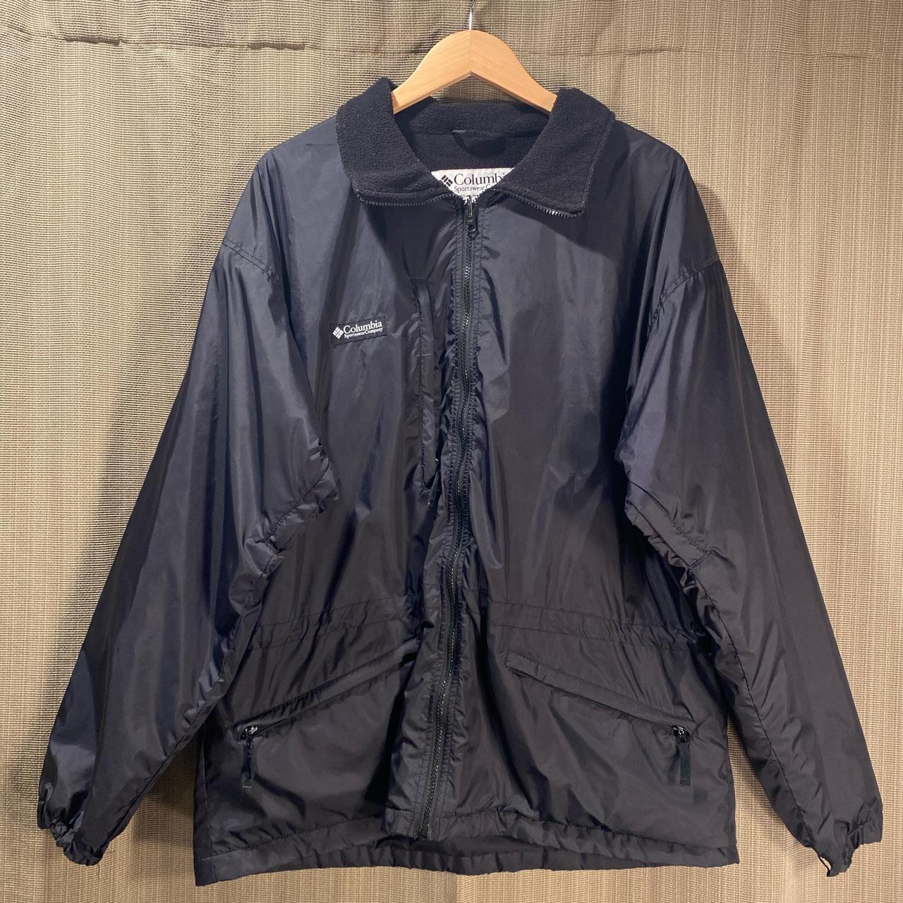 Vintage Columbia puffer black with fleece lining... - Depop