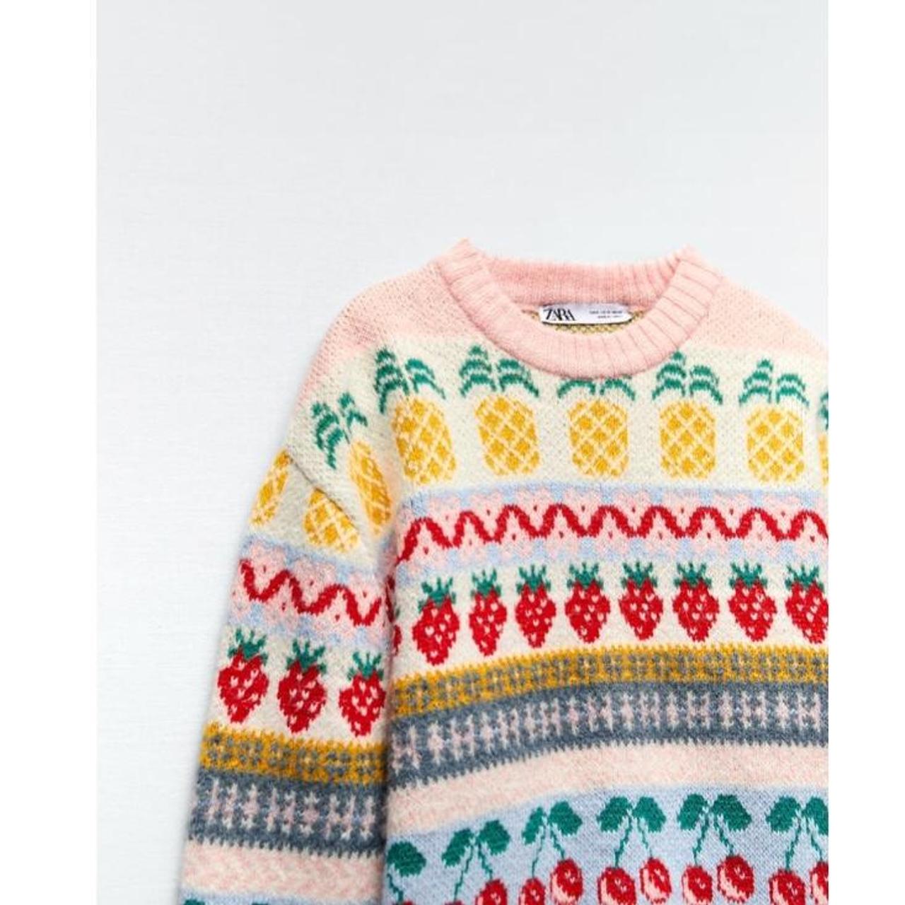 Zara Fruit Print Knitted Jumper Brand new with... Depop