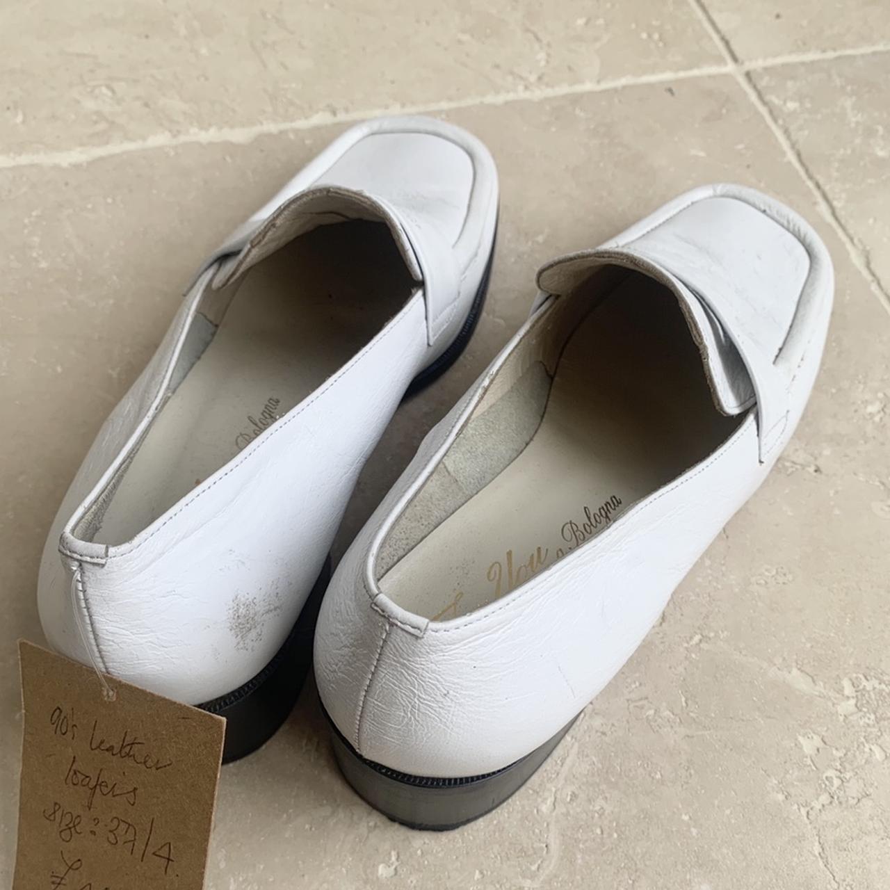 Vintage 90s White Leather Loafers - UK 4.5... - Depop