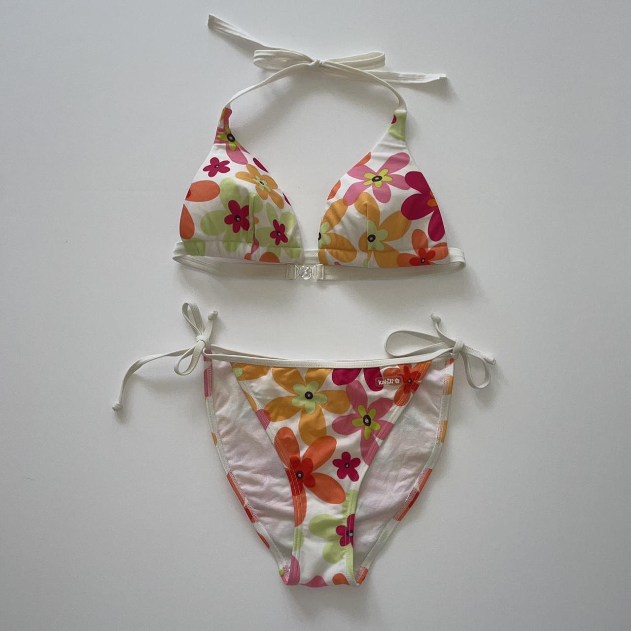 Vintage floral bikini, prettiest colours, bold... Depop