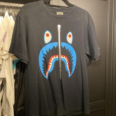 Black Blue Bape Shark Face T Shirt Size Depop