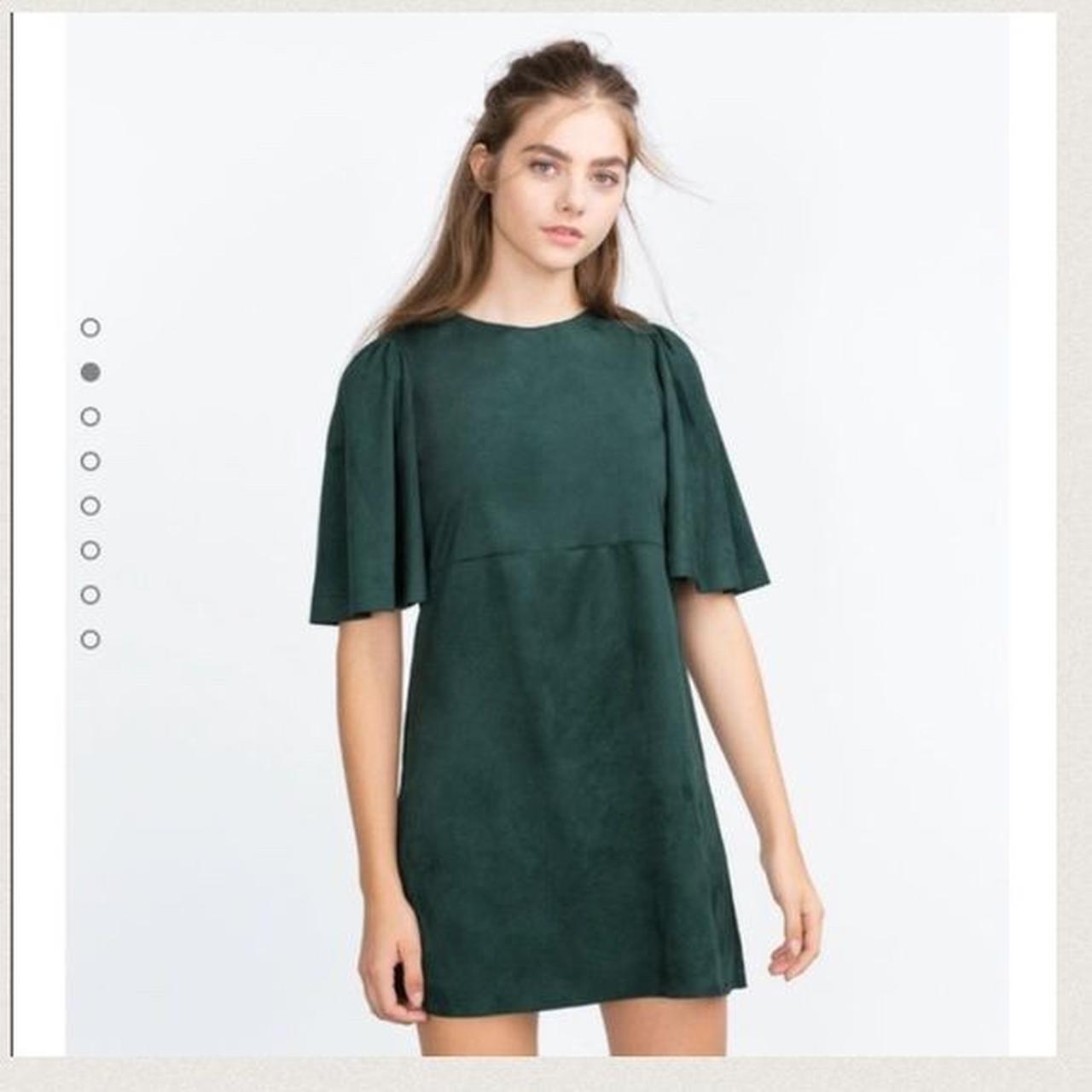 Zara green outlet suede dress