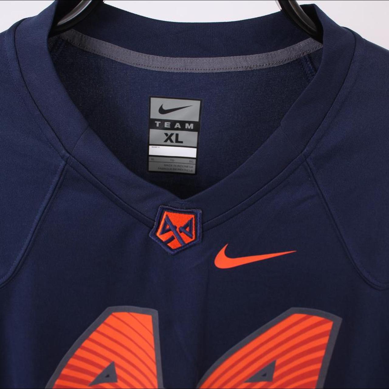 Nike Men's Navy and Orange T-shirt (2)