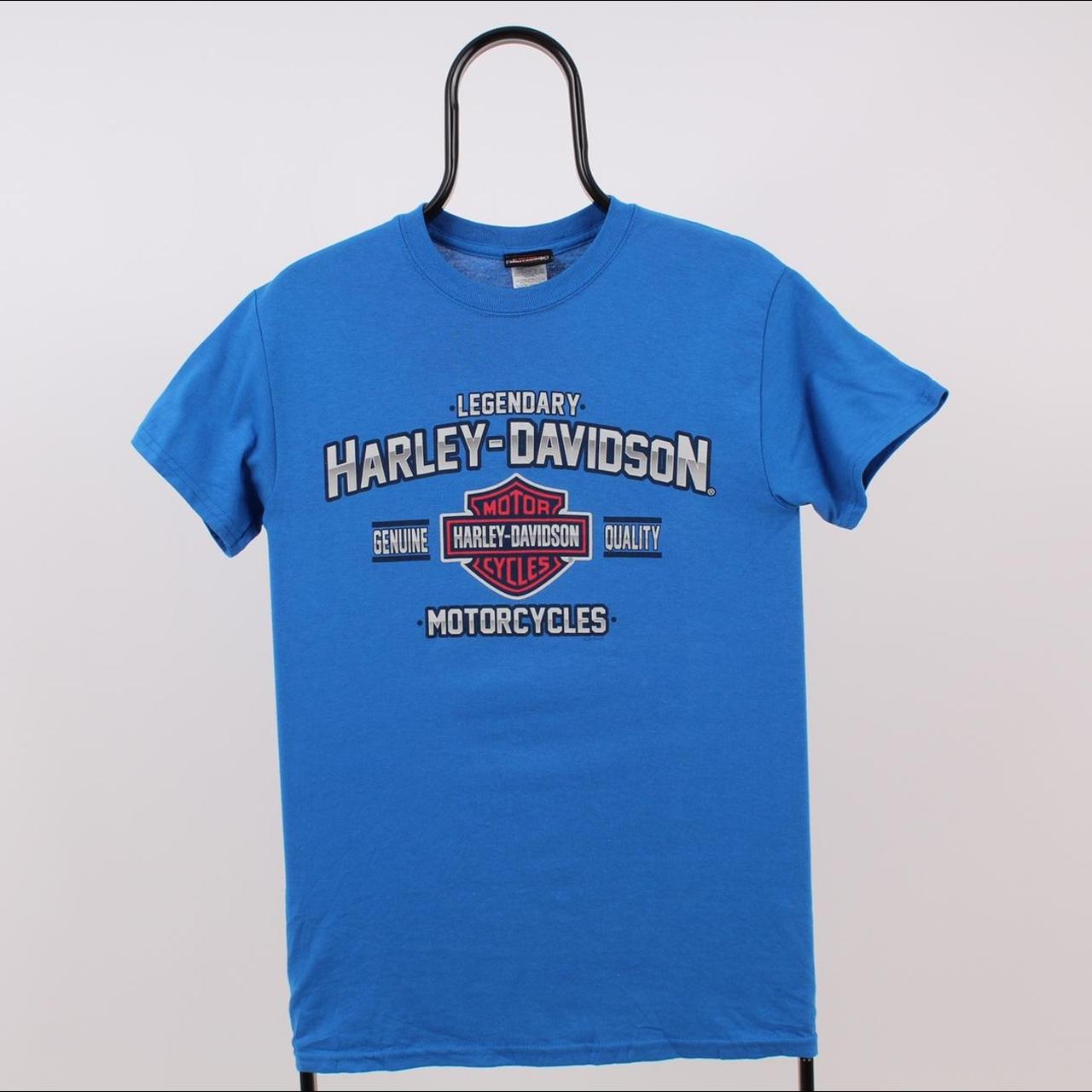 Harley Davidson Women's Blue T-shirt | Depop