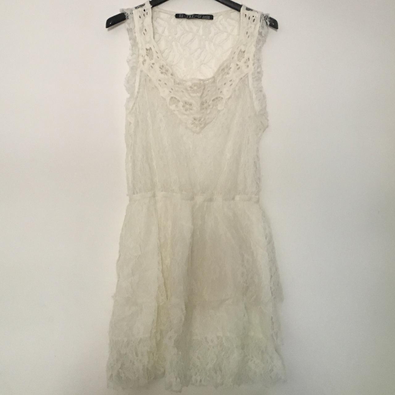 Vestito pizzo bianco Zara taglia M , di qualche anno... - Depop