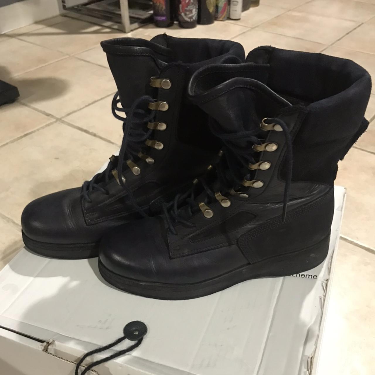 Sacai x Hender Scheme Navy Combat Boots Sacai x | Depop