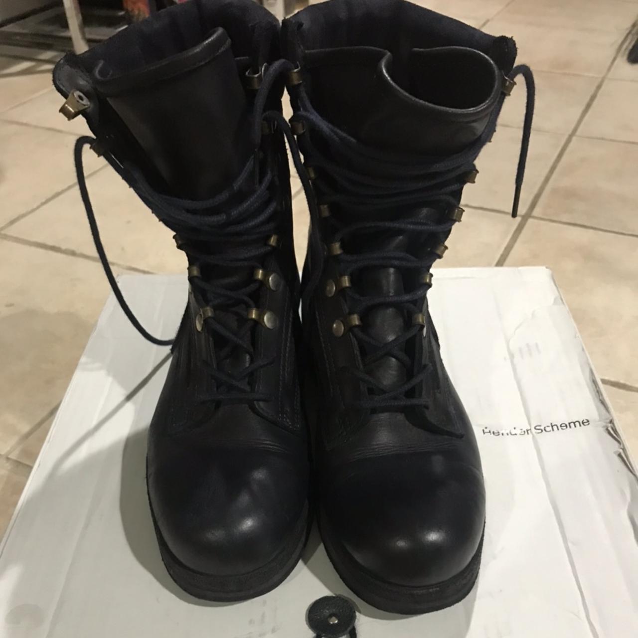 Sacai x Hender Scheme Navy Combat Boots Sacai x | Depop