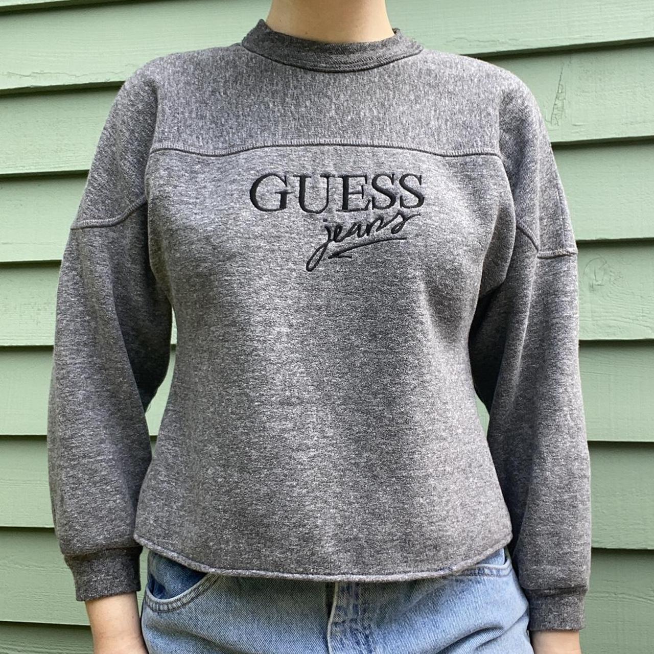 Guess Jeans dark heathered grey 90’s crewneck 🪄 -... - Depop
