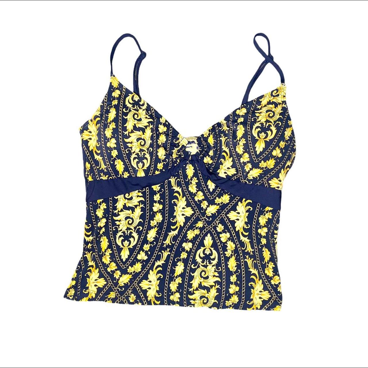 Anne Cole Collection Black Yellow Floral Chain Print... - Depop