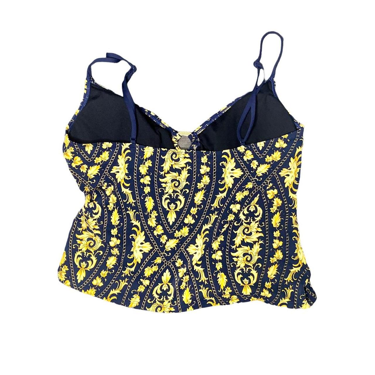 Anne Cole Collection Black Yellow Floral Chain Print... - Depop