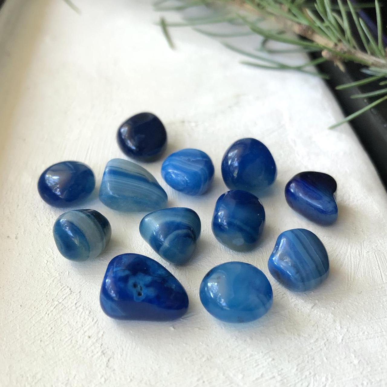 Blue Agate Stones Filled Glass Bottle (Small... - Depop