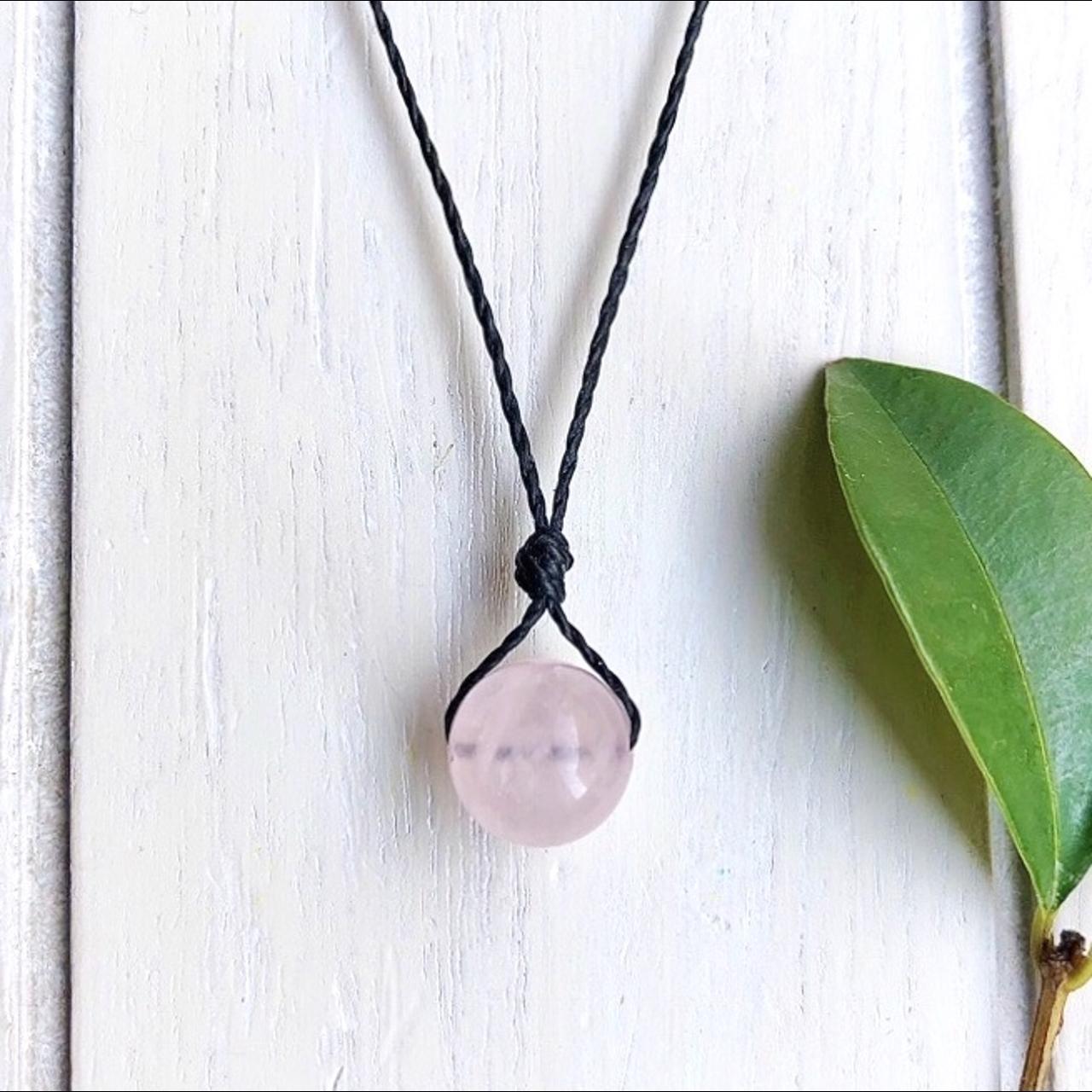 Rose Quartz Black Cord Choker Necklace