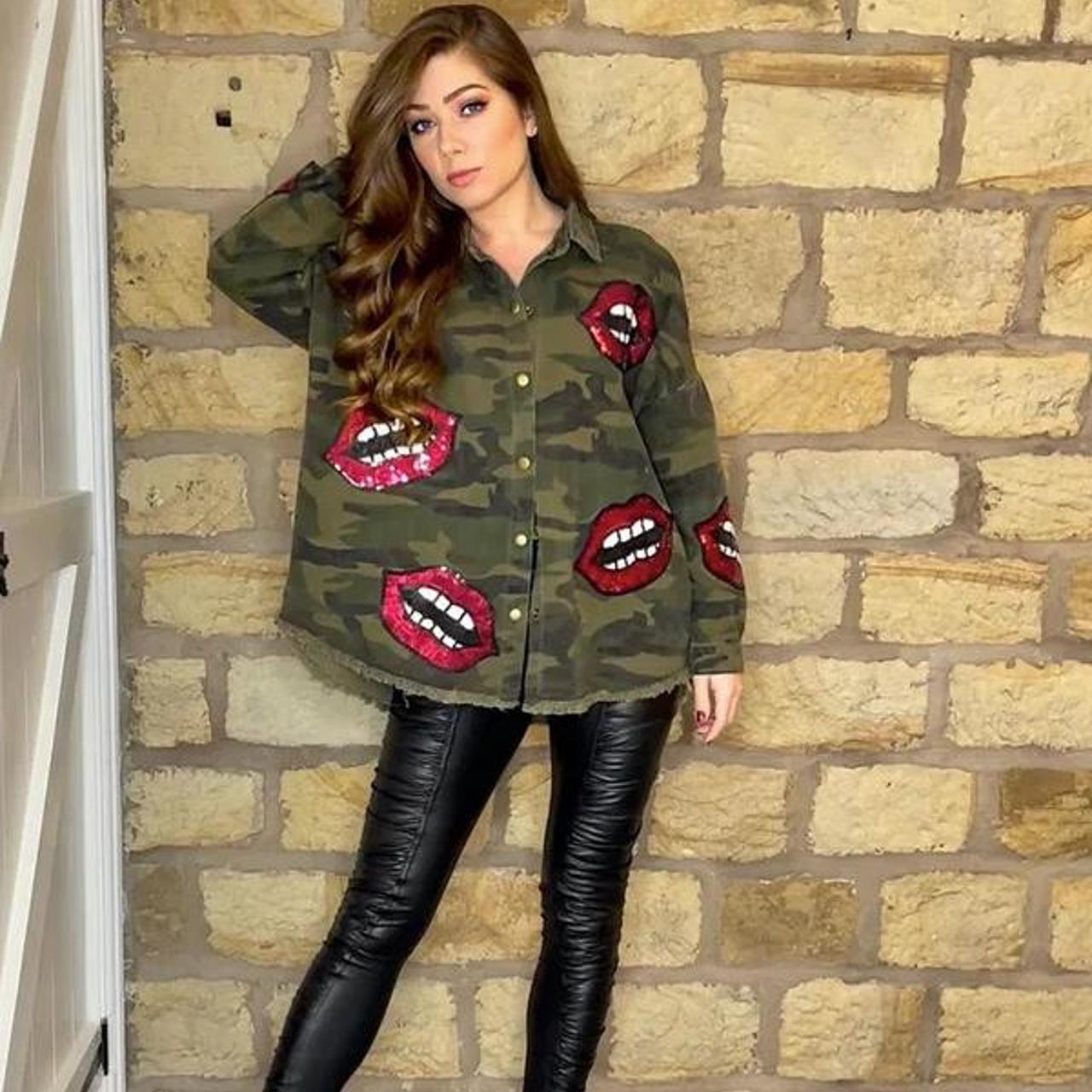 FOREVER UNIQUE KHAKI CAMOUFLAGE PRINT SHIRT Depop