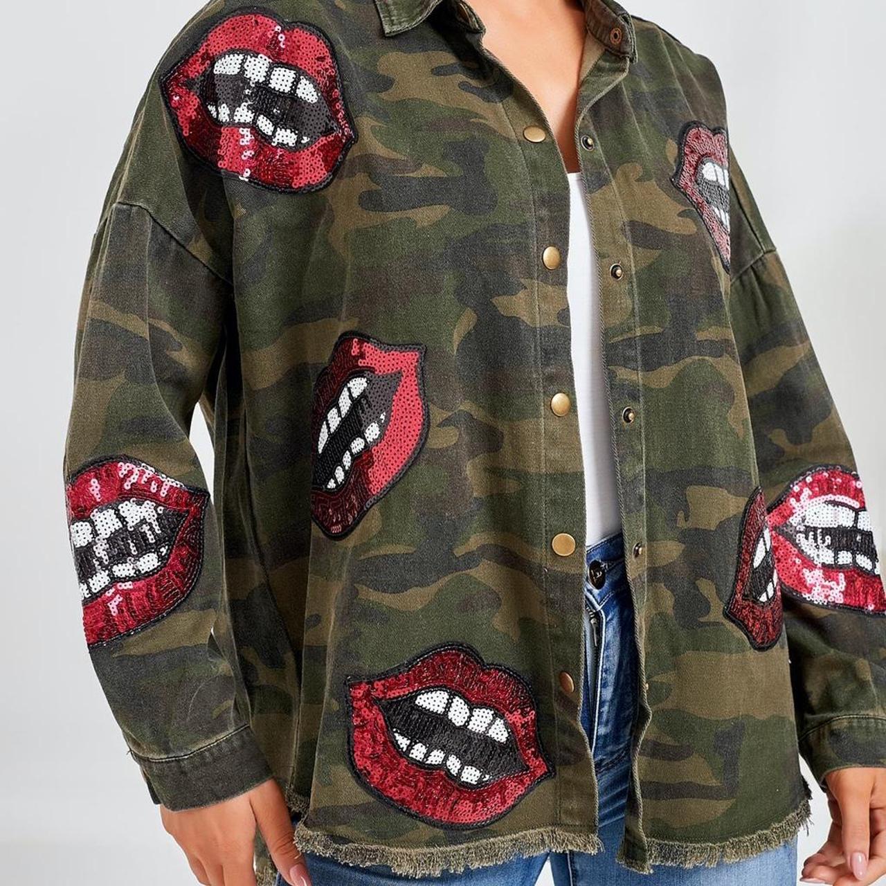 FOREVER UNIQUE KHAKI CAMOUFLAGE PRINT SHIRT Depop