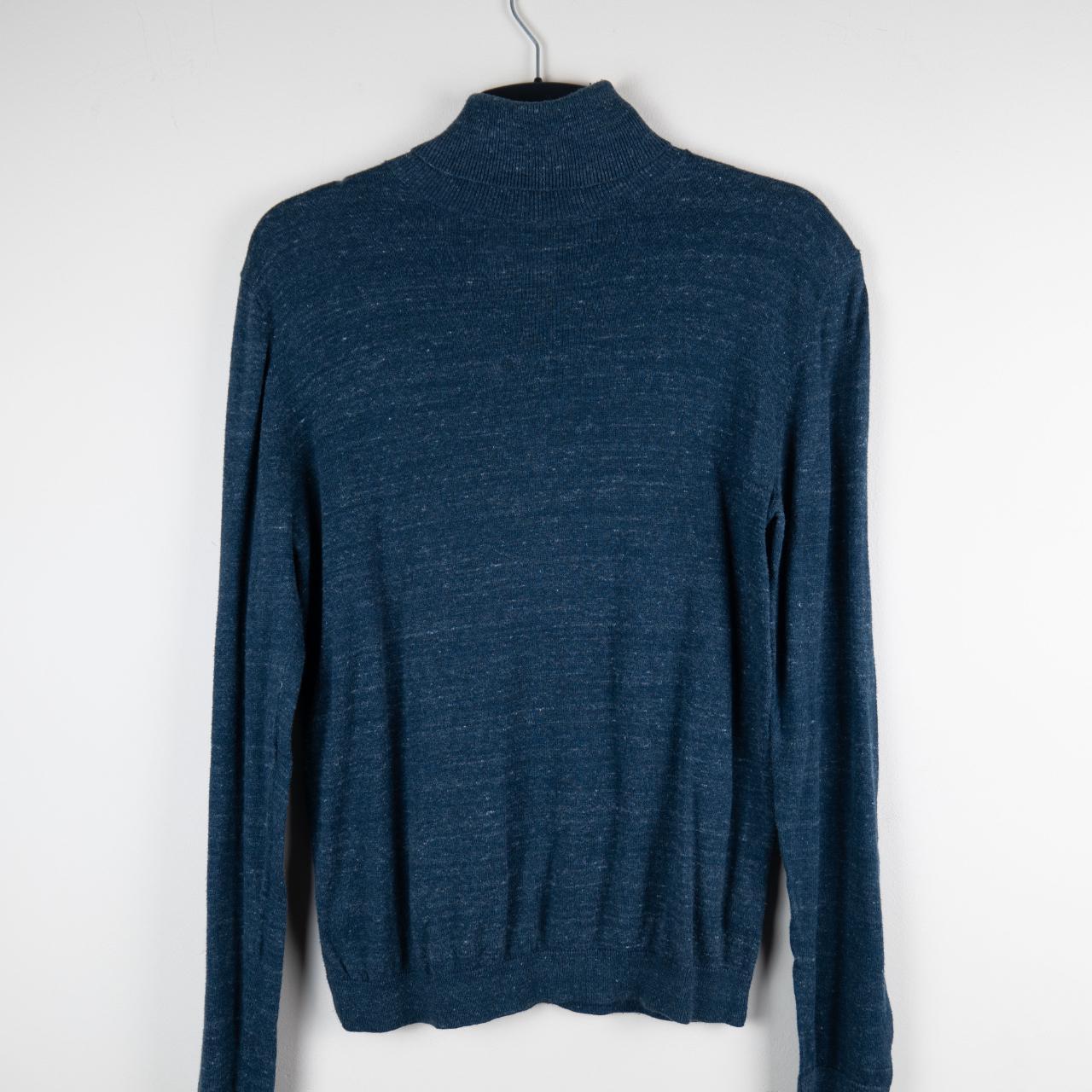 Topman Men's Navy and Blue Jumper | Depop