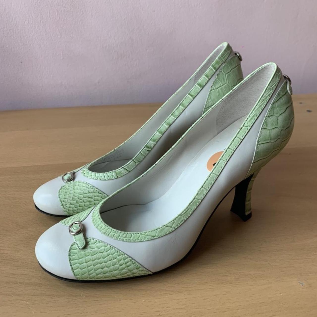 Brand New Franco Sarto White And Green Leather Shoes Depop 5438