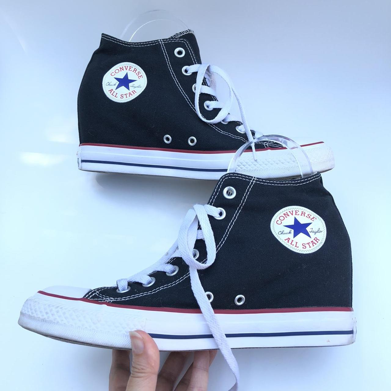 blue converse heels