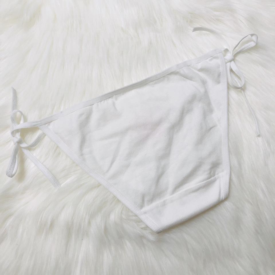 White rhinestone thong has aging spots/stains, an - Depop