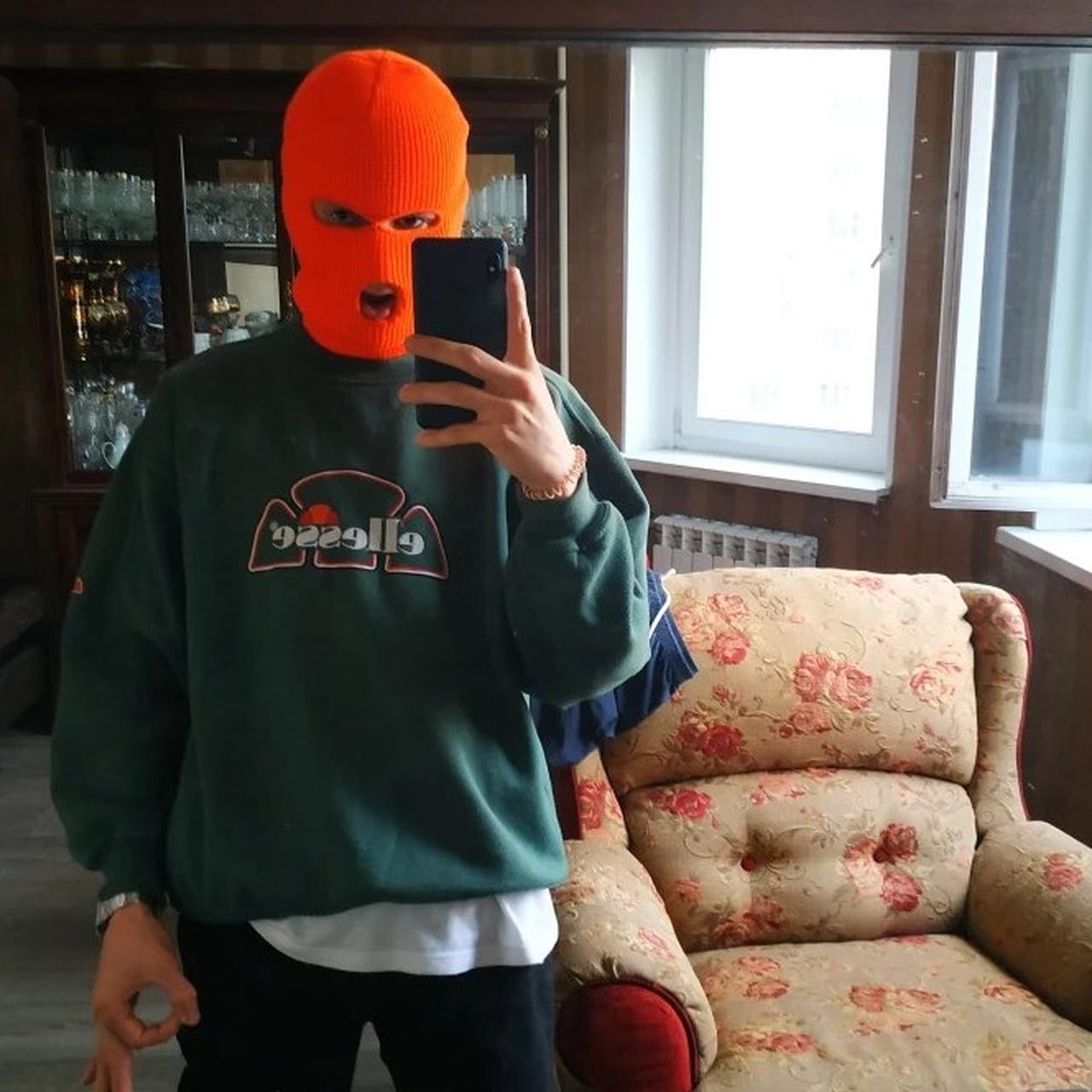 Orange color stretchy Ski mask unisex. Approximate... - Depop