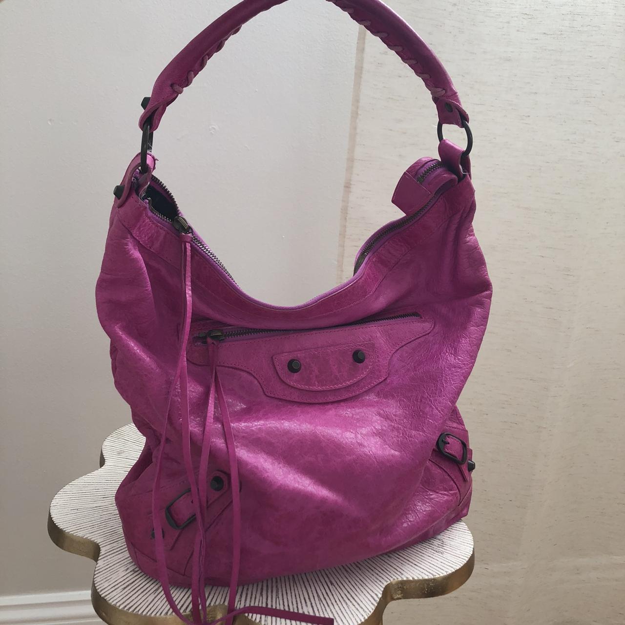 Balenciaga neon purple hobo shoulder bag, retails... - Depop