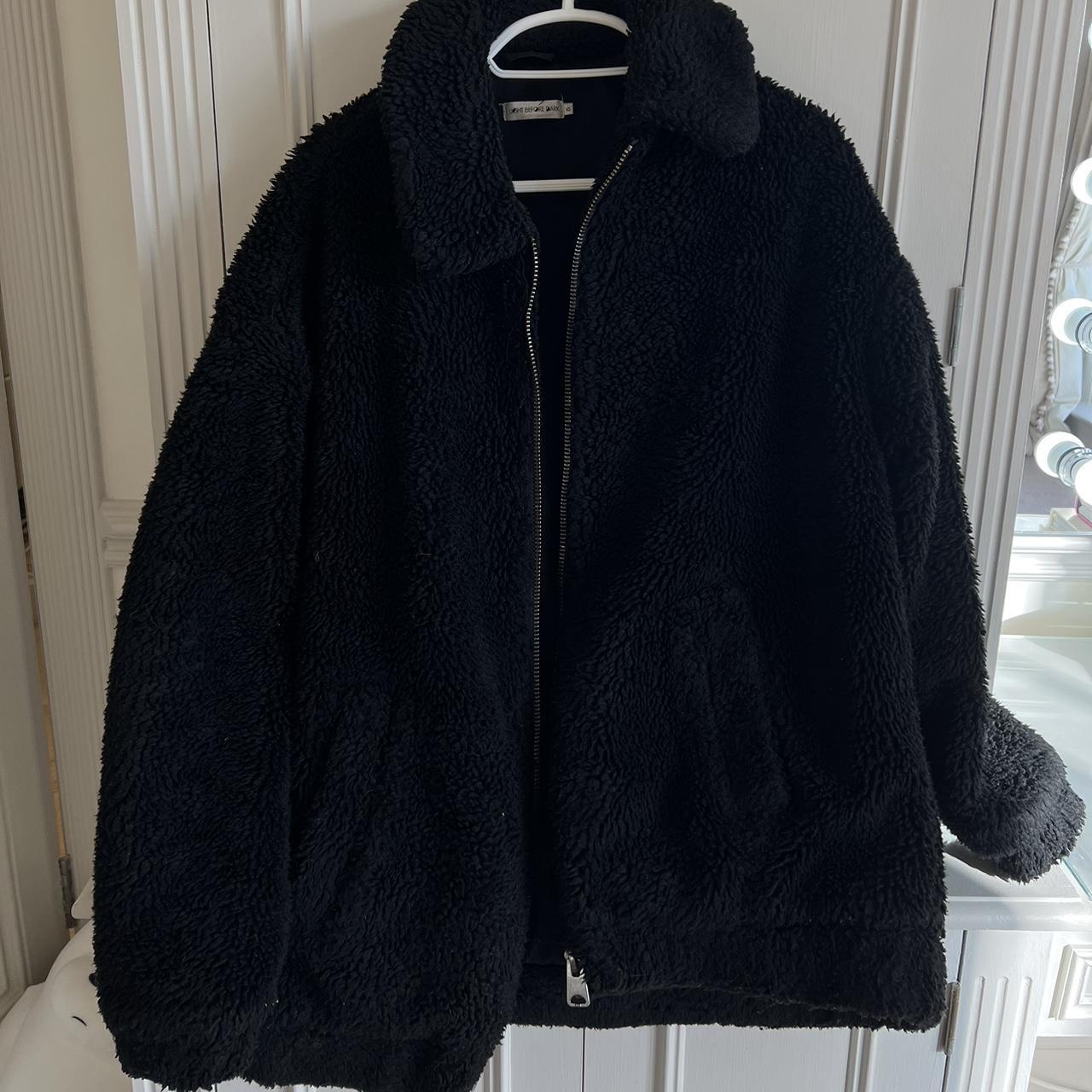 Urban outfitters black Sherpa coat. Size XS - Depop