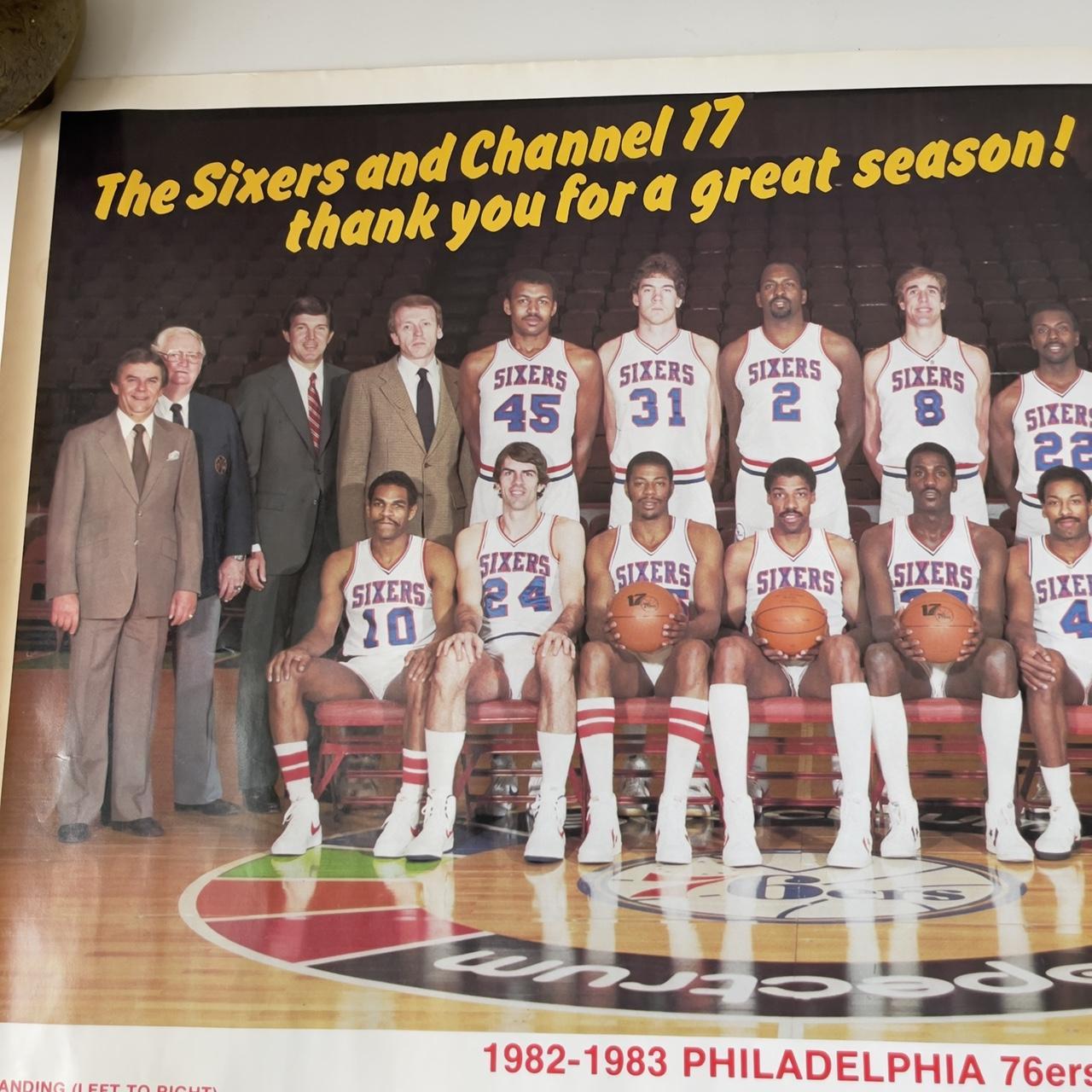 1983 CHANNEL 17 & PHILADELPHIA 76ERS TEAM PHOTO... - Depop