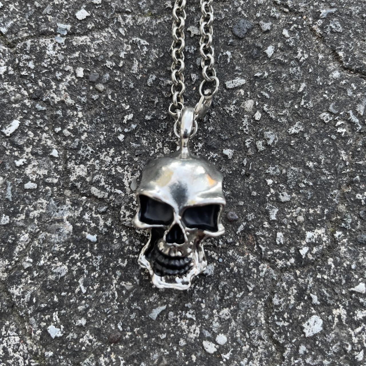 Vintage Stainless Steel Chain With Skull Pendant Depop