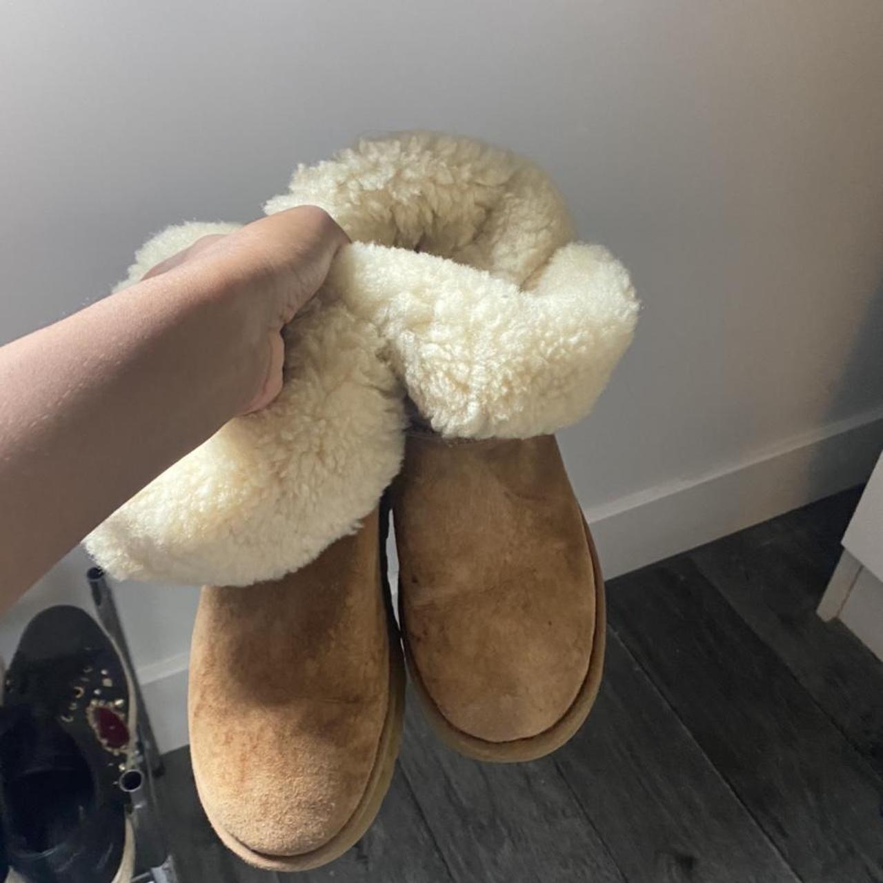 Beige Ugg Bailey button boot with fur. Size 8. These... - Depop