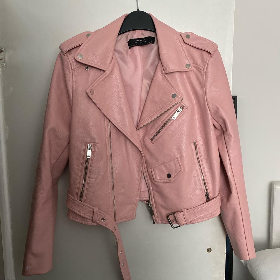 Zara pink cheap faux leather jacket