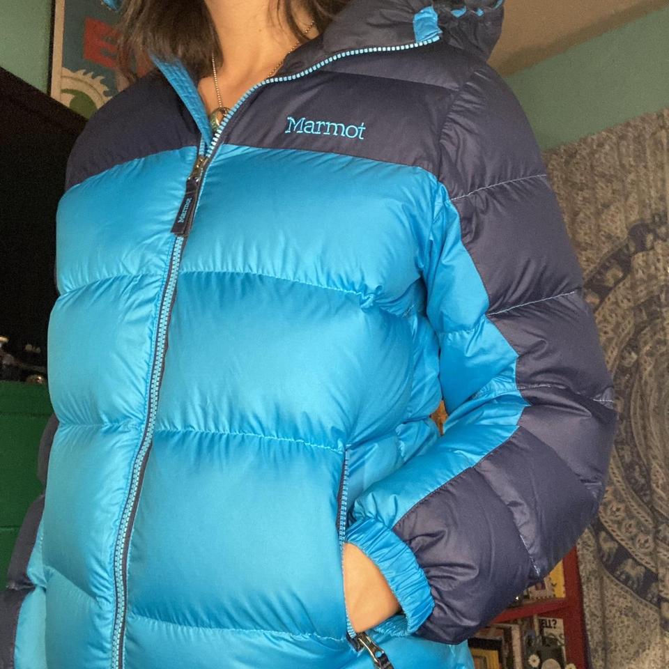 Bright blue Marmot down puffer jacket! 700 fill... - Depop