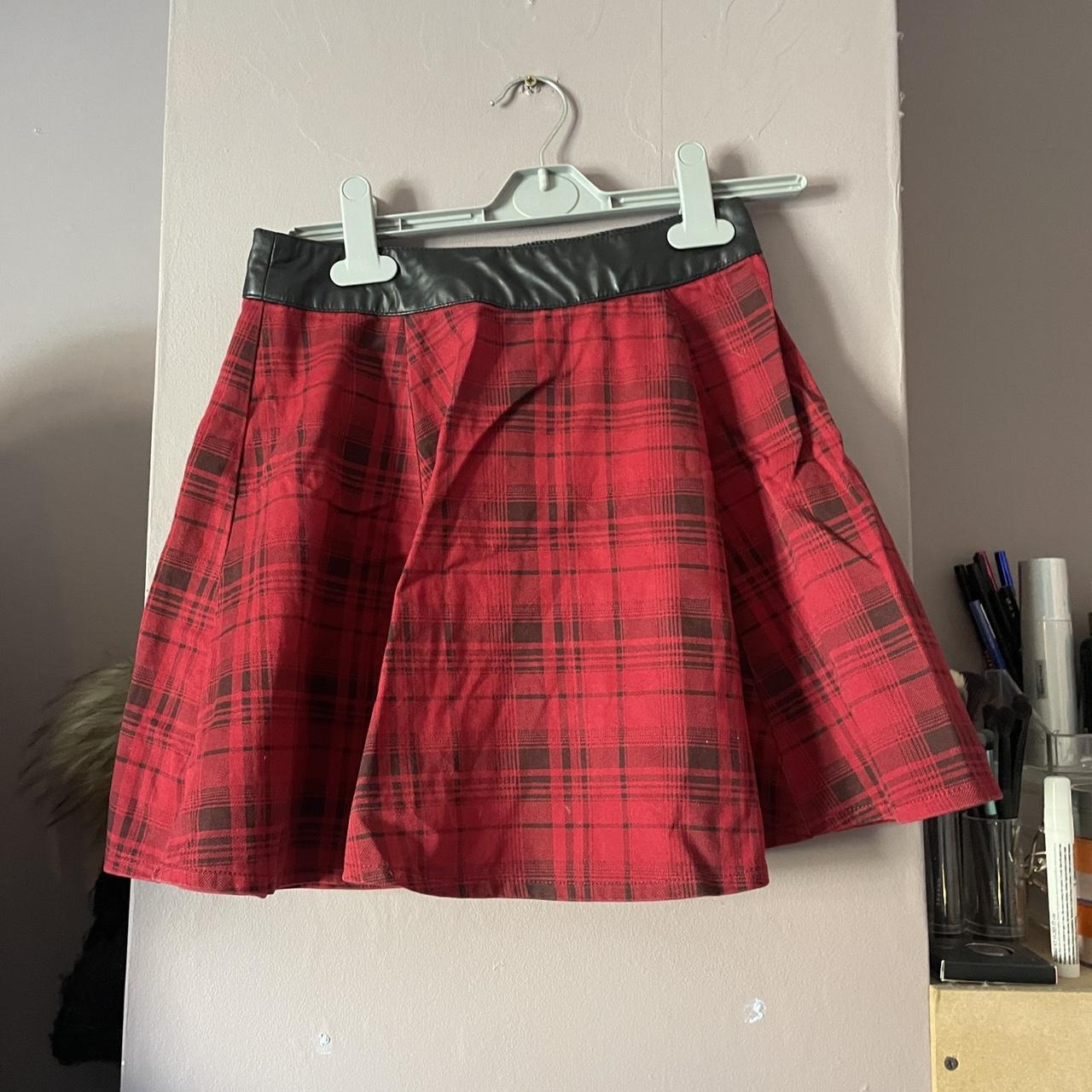 primark size 6 red tartan punk skater skirt •... Depop