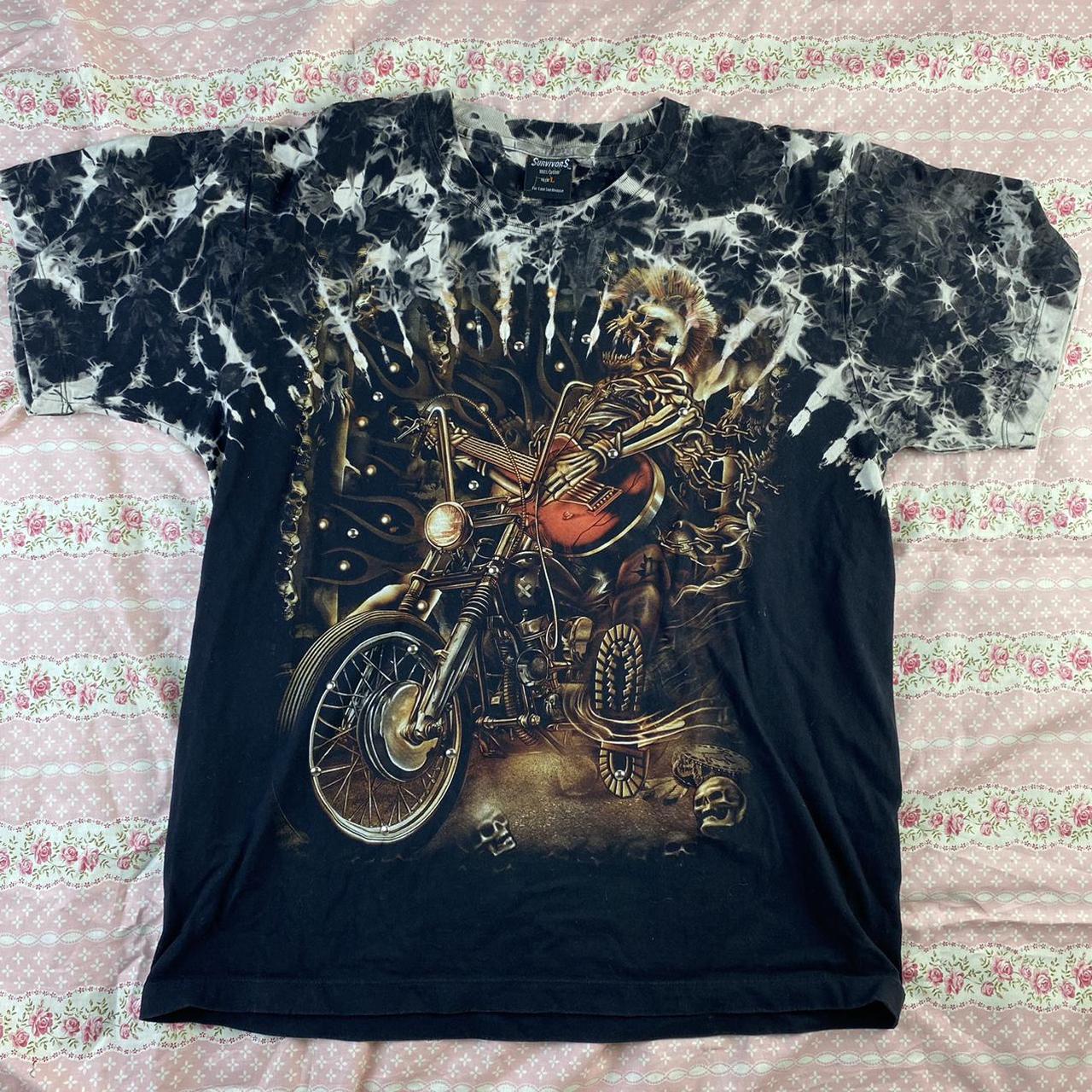 Black Tie Dye 2000s Skeleton Shirt In Great - Depop