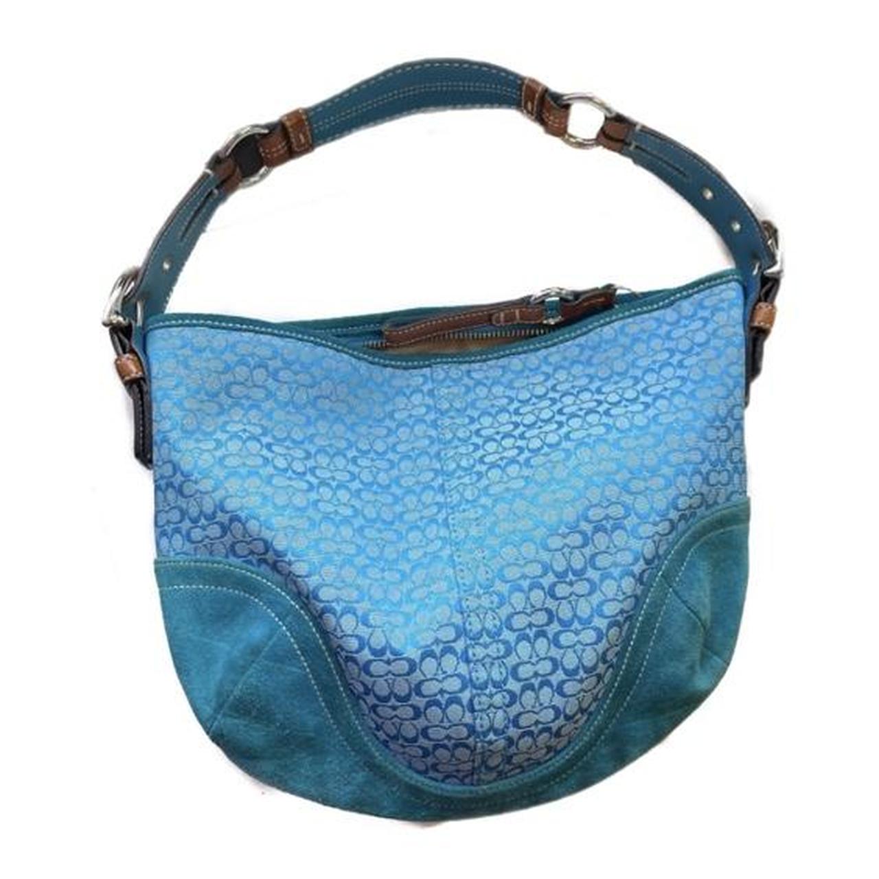 00’s coach leather hand bag BLUE grunge Vintage Coach Bag Small Blue Pebbled Leather Purse With a