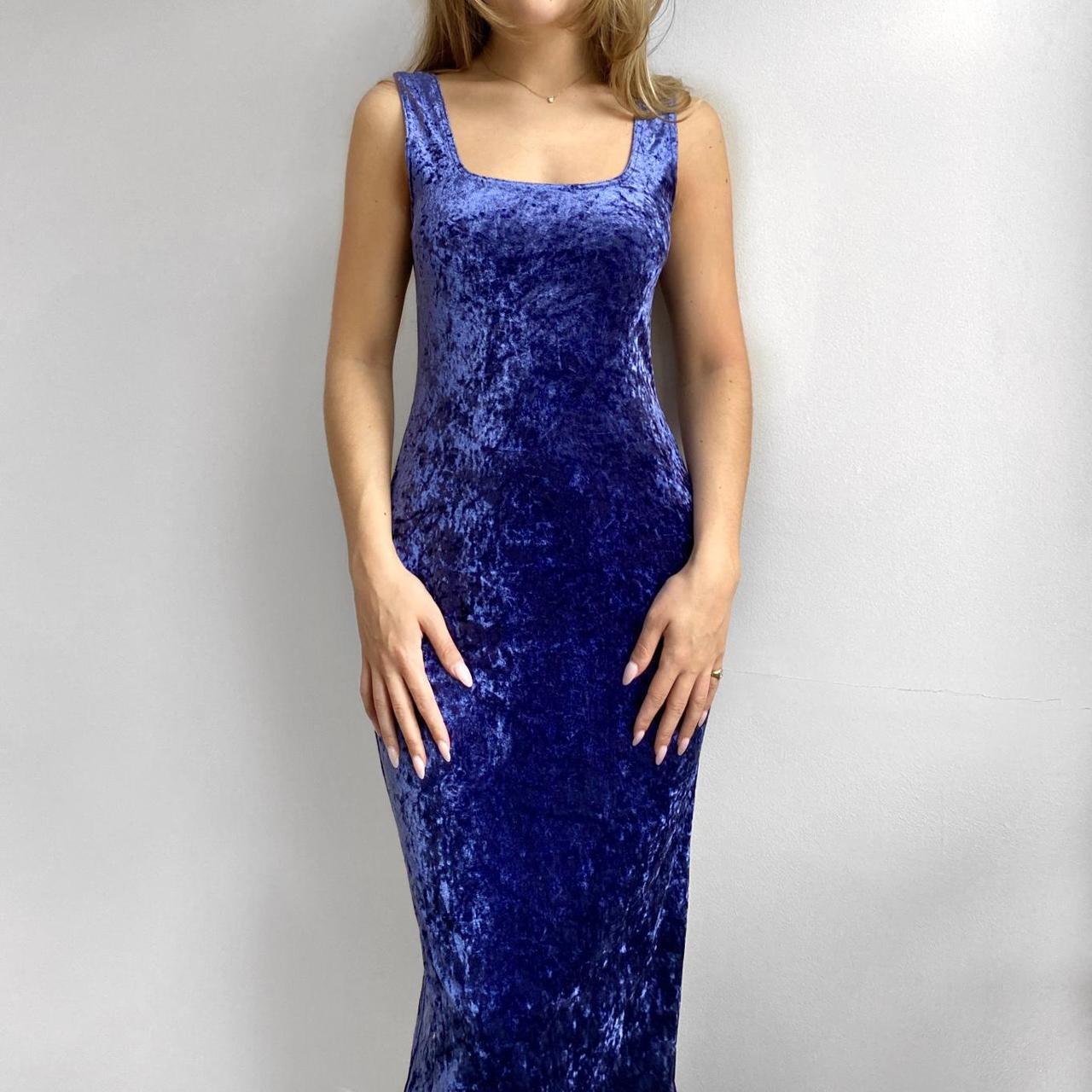 new look blue velvet dress