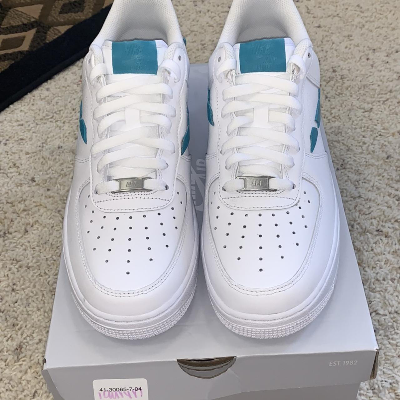 Reverse Broken Nike check AF1. Teal blue. #nike #AF1... - Depop