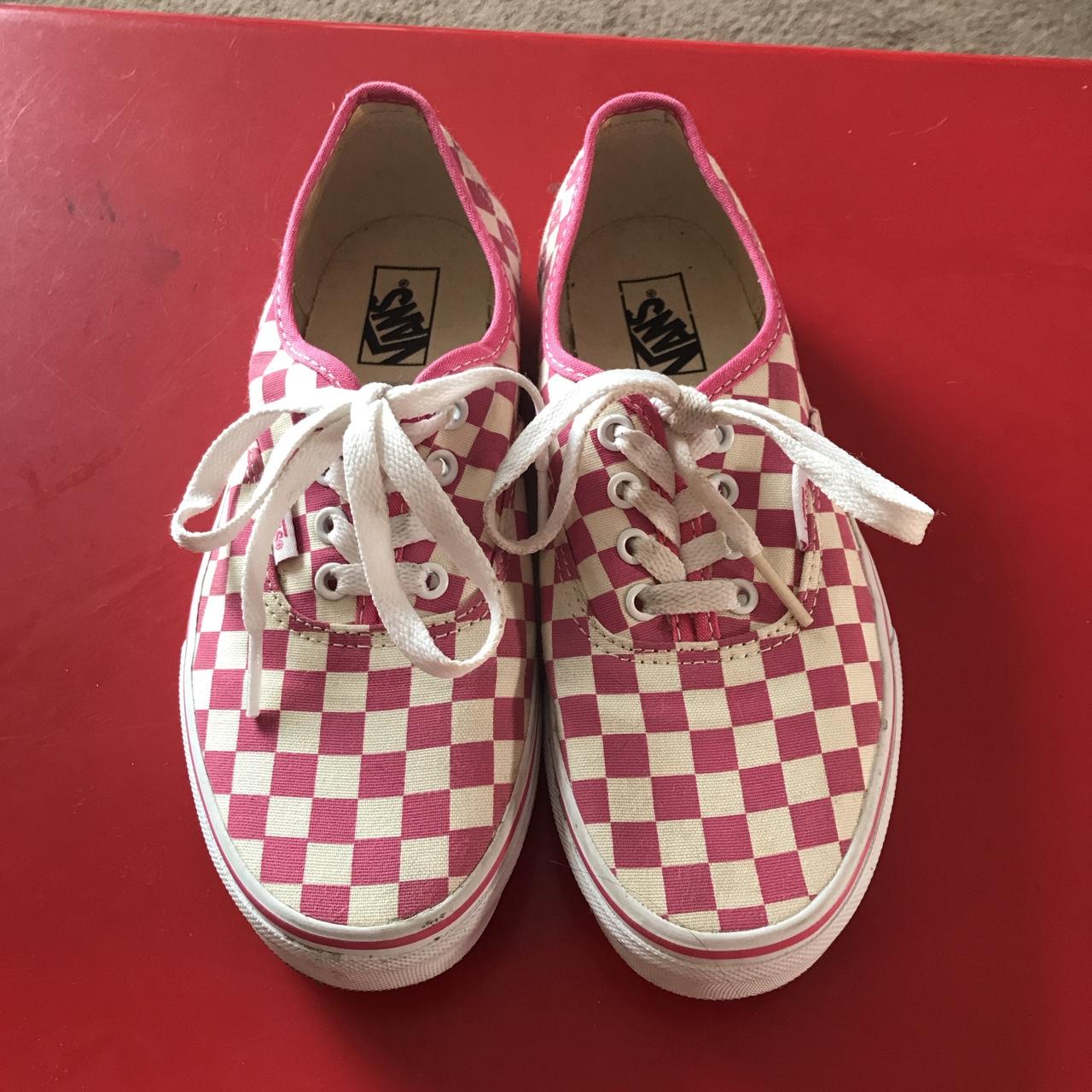 Pink checkered Vans girls size 4. Equivalent to a