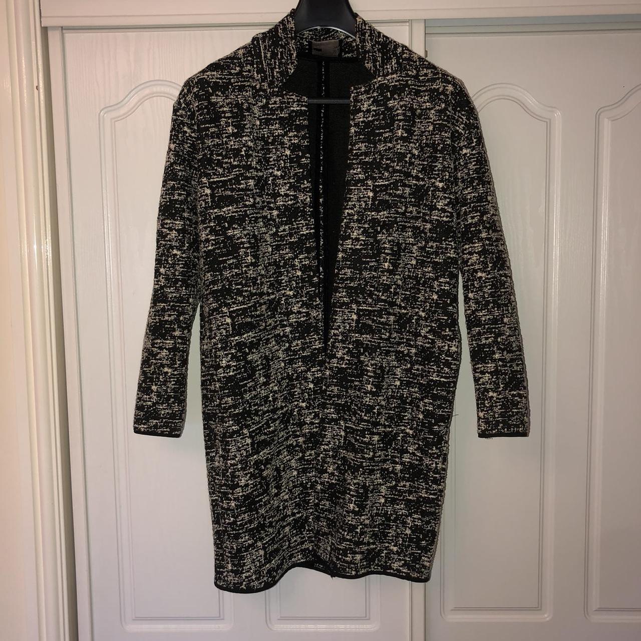 Zara black and white boucle coat - Depop