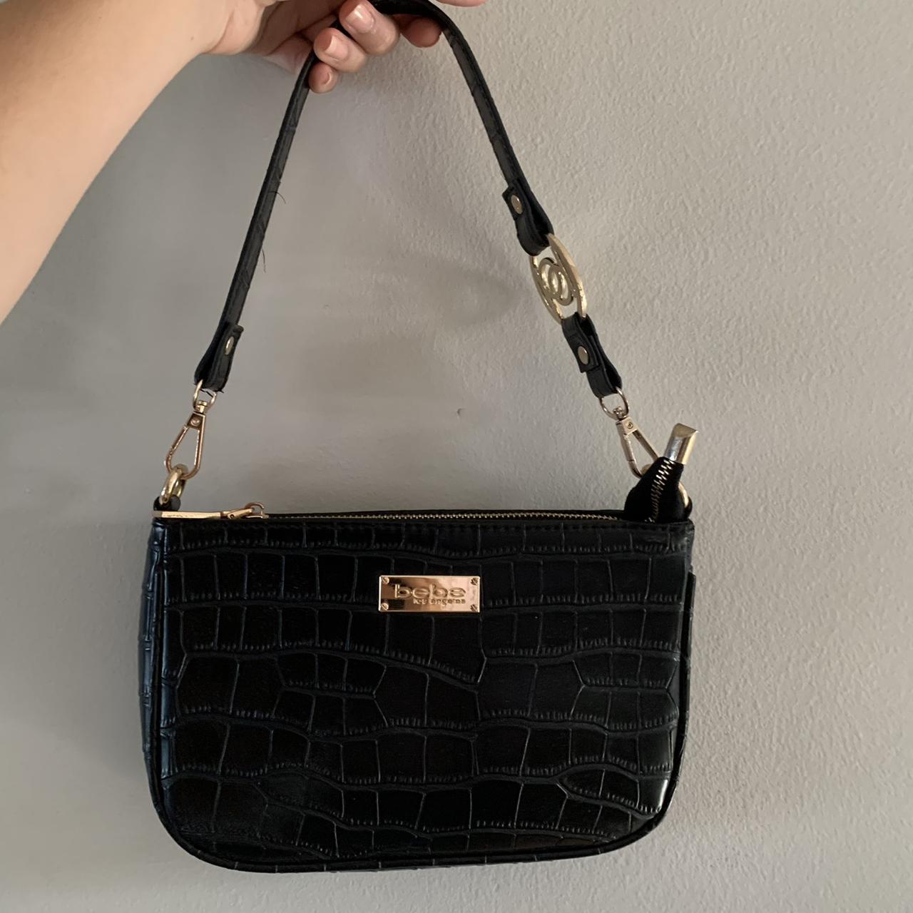 Bebe Women's Black and Gold Bag | Depop