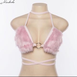 Fluffy adorable sexy o ring bra, very soft and cute. - Depop