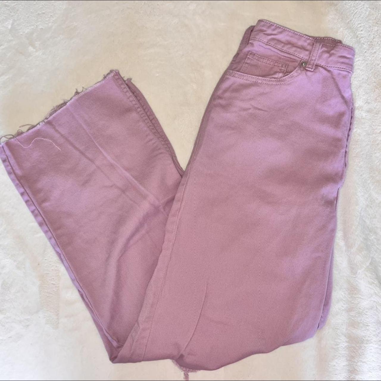 Purple h&m pants. Wide leg. These have been cut off... - Depop