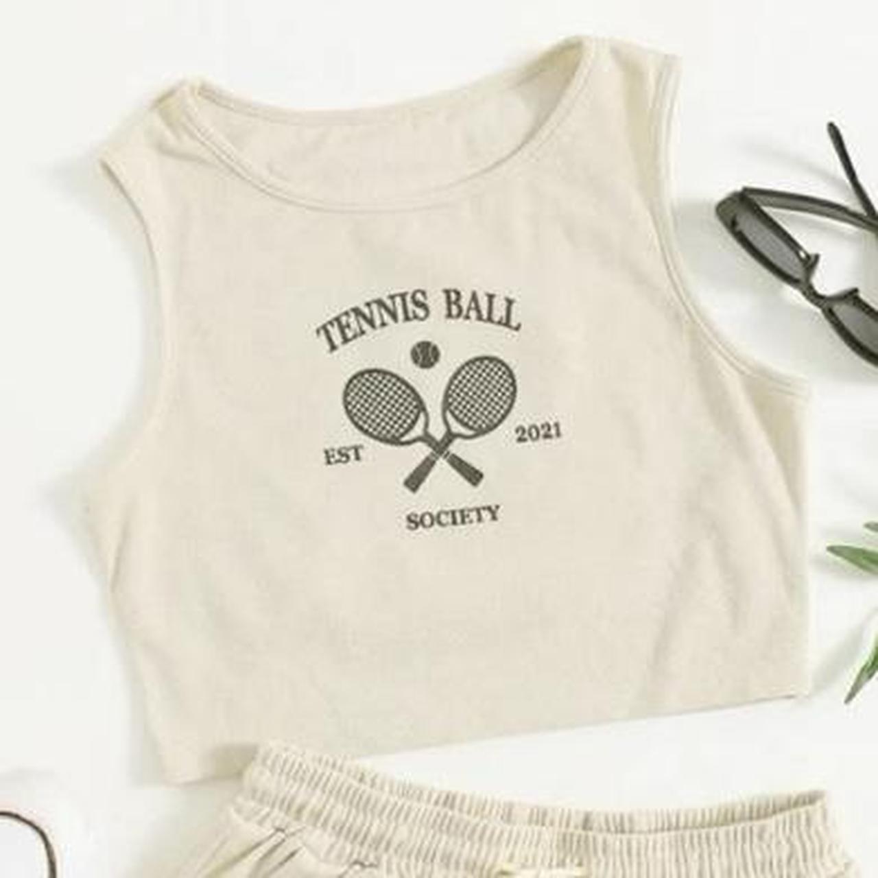 Beige ‘Tennis Ball Society’ Crop Top Size XS Never... Depop