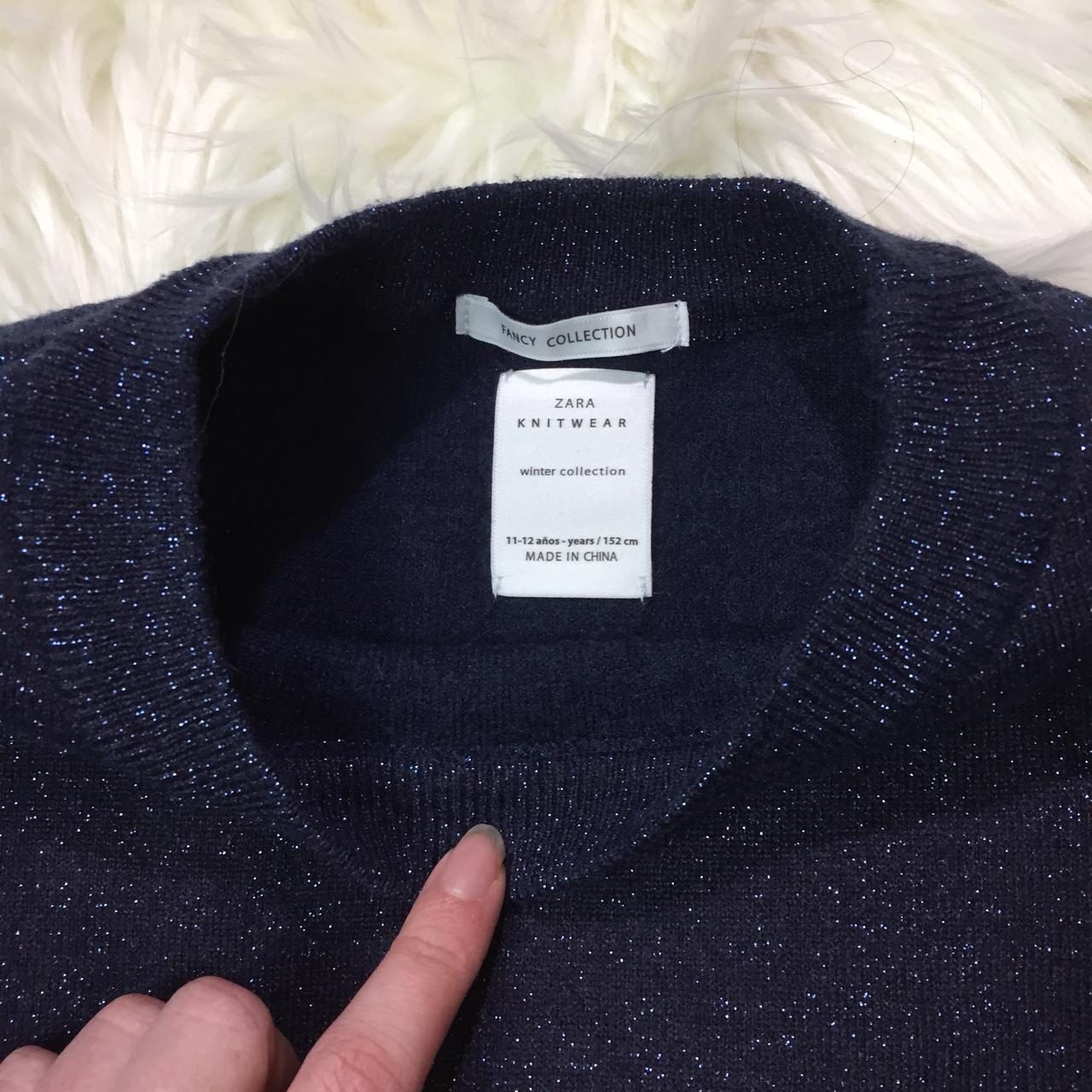 💙 Zara dark blue sparkly thread crewneck knit... - Depop