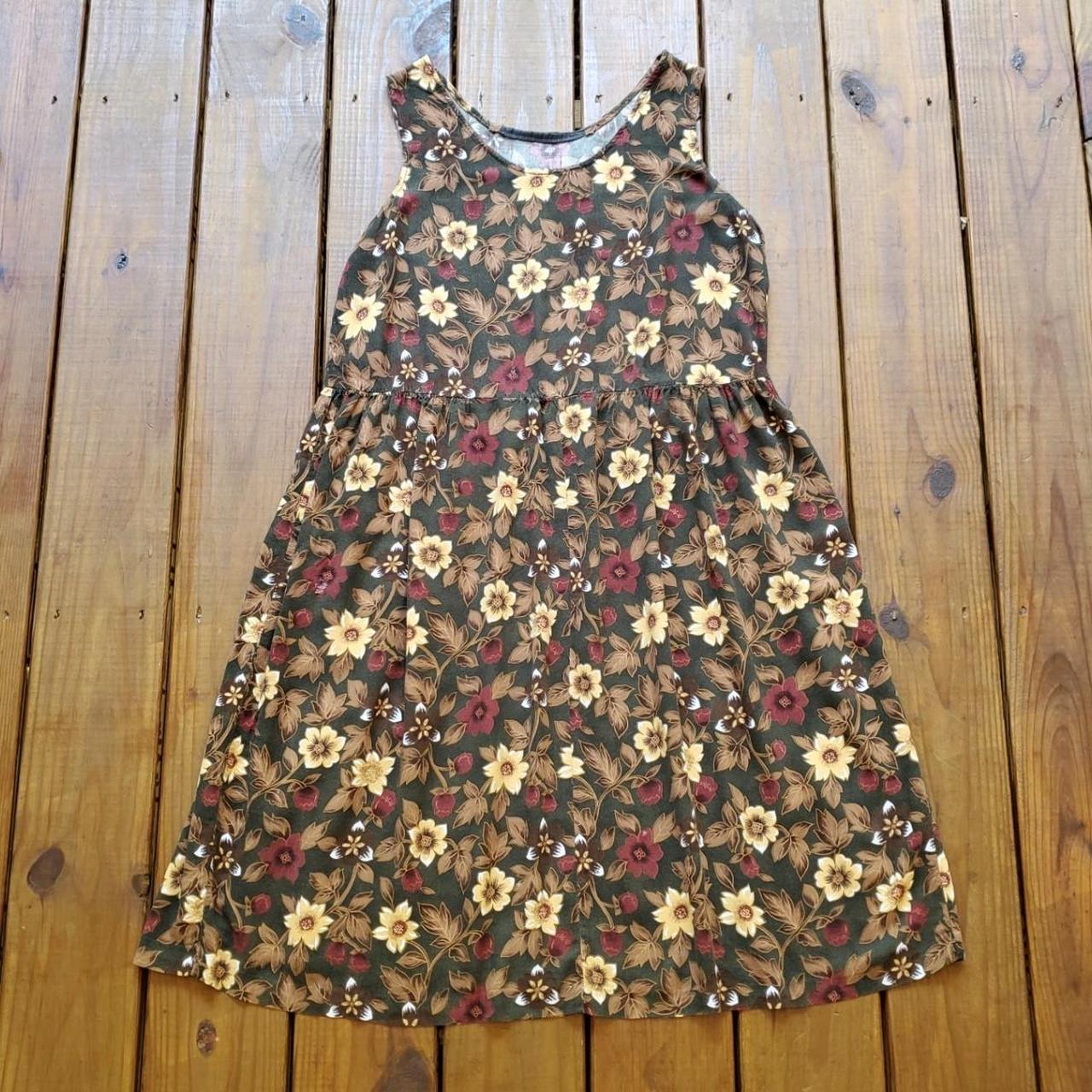Vintage 90's L/XL floral sunflower tank dress! Dark... - Depop