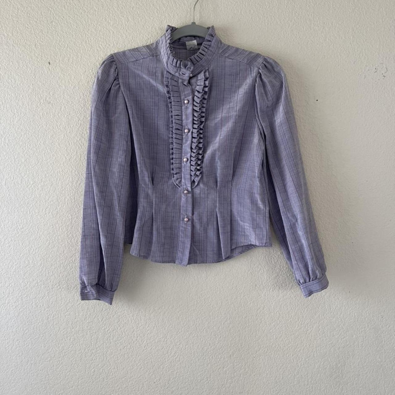 Vintage ruffle button up blouse No flaws. Size... - Depop