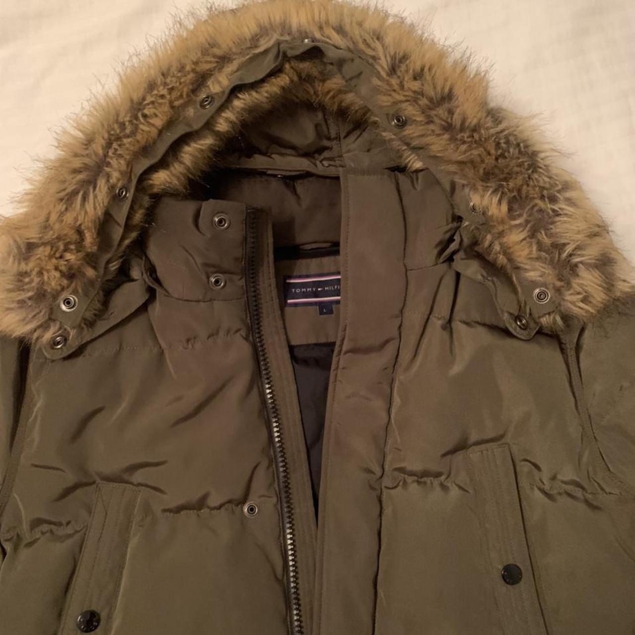 Tommy Hilifiger trench puffer coat Khaki green GREAT... - Depop