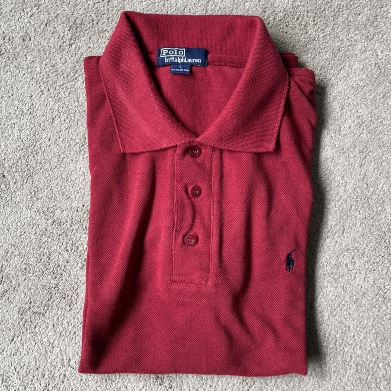 Red Ralph Lauren polo 100% cotton, button up collar,... - Depop