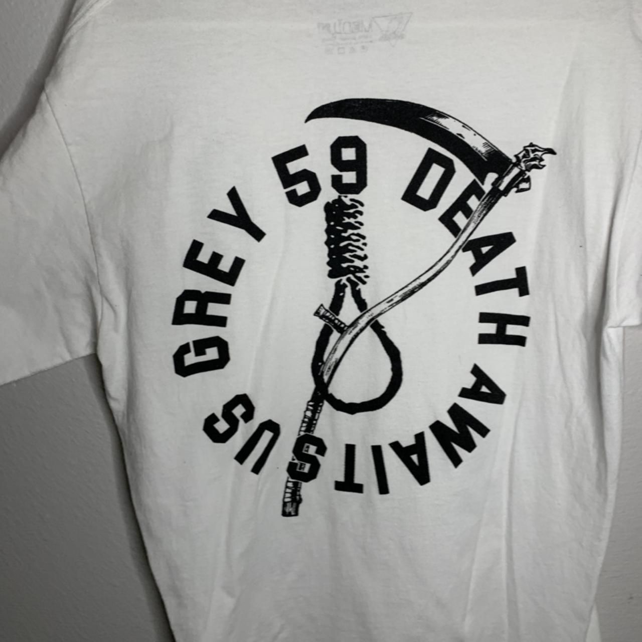 G*59 “DEATH AWAITS US” TEE. SIZE: | Depop