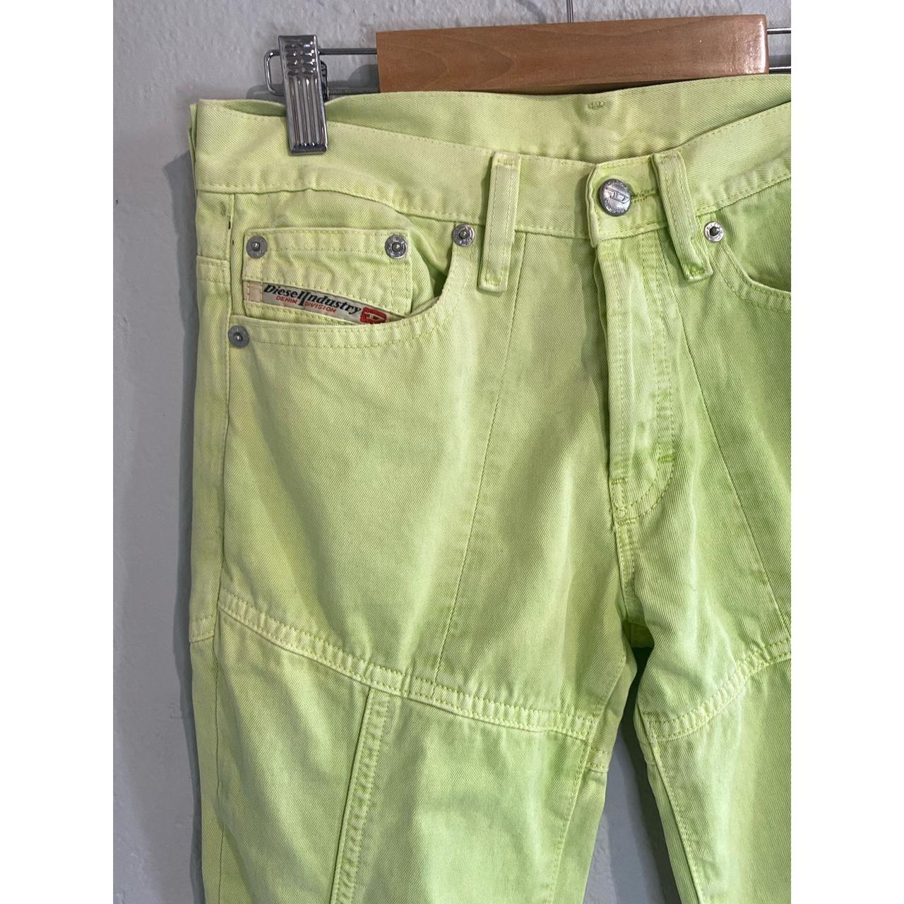 Amazing Y2K Diesel jeans lime green low rise flare... - Depop